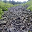 view from the bottom looking to the top of the talus slope