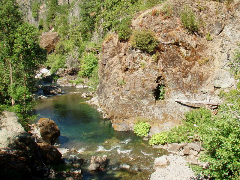 Swimming hole and mine shaft on Indigo Creek