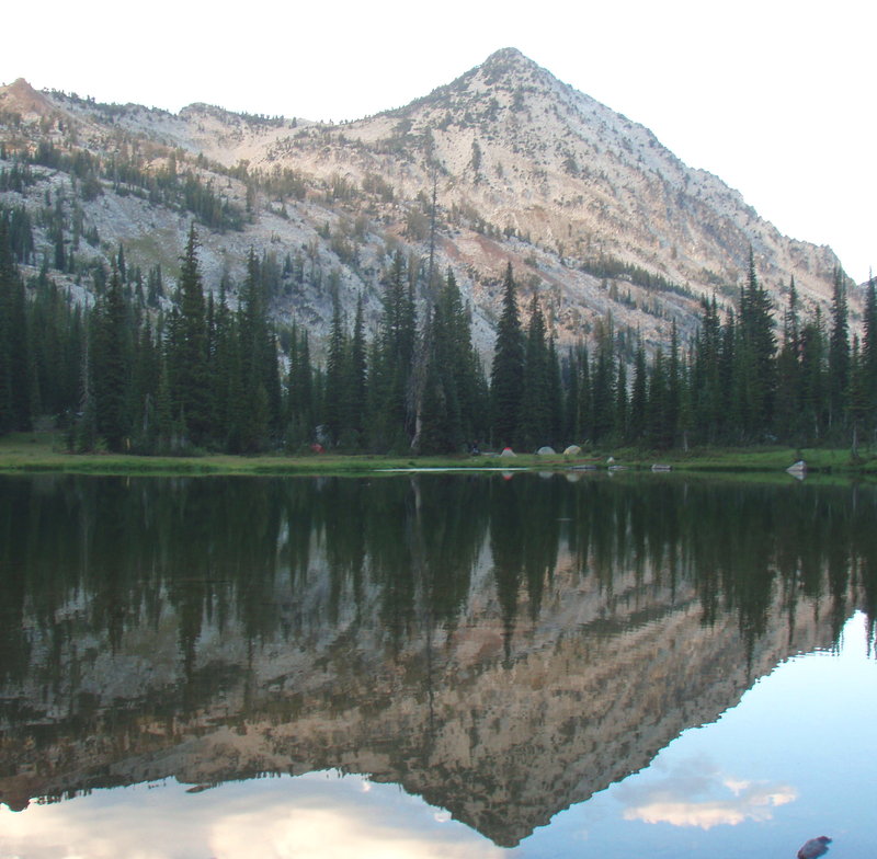 Campsite at Cached Lake with Needlepoint Peak above