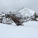 Looking up Stump Hill - still a while to go (Coldwater Peak just shows from behind it on the left)