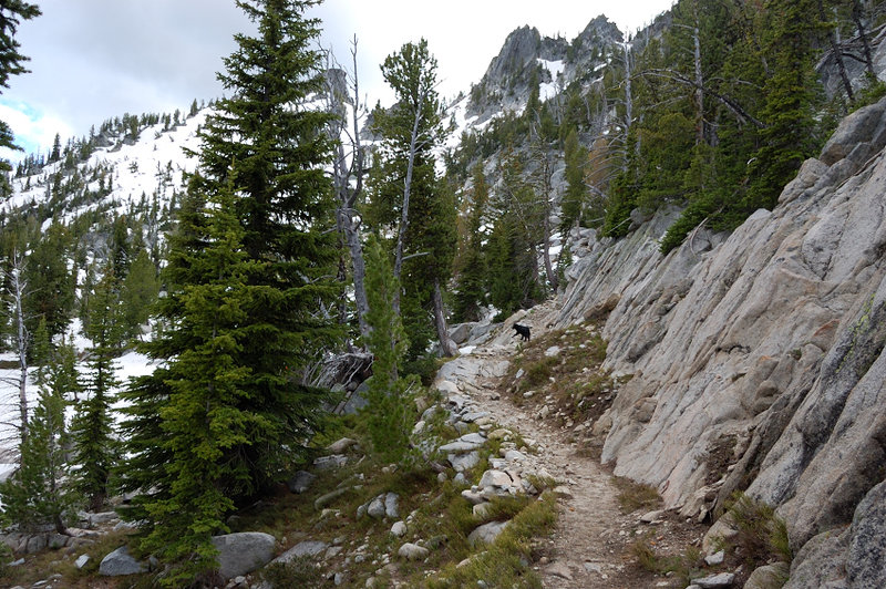 The trail goes by white granite slabs in many places, it certainly reminds the Wallowas